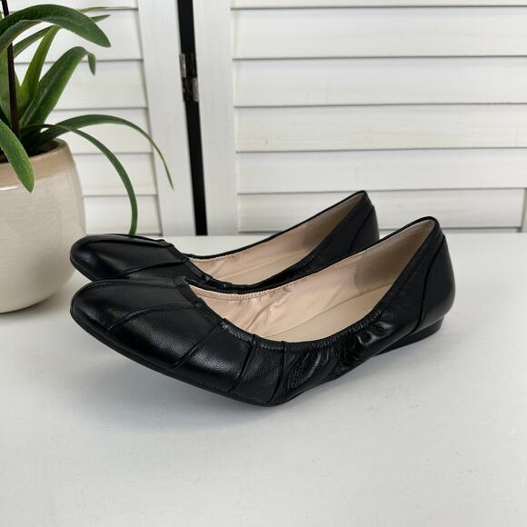 Cole Haan Black‎ Monique Pleated Ballet Flats Slip On Comfort Shoes Size 11 B - Picture 1 of 9